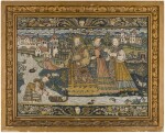  AN OLD TESTAMENT BIBLICAL NEEDLEWORK PANEL, DEPICTING THE DISCOVERY OF MOSES, PROBABLY FRENCH, FIRST HALF 16TH CENTURY