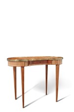 A Russian Neoclassical Tulipwood, Fruitwood and Marquetry Kidney-Shaped Table