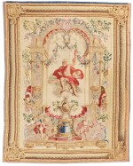 A Louis XV Allegorical Tapestry, ‘Fire/Jupiter’, from ‘Four Elements’ from the series, Les Portières des Dieux, Paris, Royal Gobelins manufactory, between 1740-1774, under direction of Jacques Neilson (1714-1788), after designs by Claude Audran III (1658-1734), Louis de Boulogne, Michel Corneille, Alexandre-François Desportes and Pierre Josse Perrot
