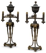 A PAIR OF REGENCY GILT AND PATINATED BRASS COLZA 'PATENT' LAMPS, CIRCA 1812, ATTRIBUTED TO SMETHURST AND PAUL