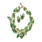 Gripoix Lily Of The Valley Re-edition of original model created for Christian Dior in the 1950's Wreath Necklace and Matching Earrings, Cir 2000's