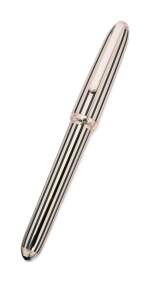 LOUIS CARTIER | A PLATINUM PLATED AND BLACK LACQUERED PINSTRIPE FOUNTAIN PEN, CIRCA 2000
