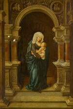 MANNER OF BERNARD VAN ORLEY | Madonna and Child, standing in an interior