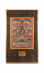 TANGKA REPRÉSENTANT  BOUDDHA AKSHOBHYA TIBET, XIXE SIÈCLE | 西藏 十九世紀 阿閦佛唐卡 設色布本 鏡框 | Thangka depicting Buddha Akshobhya, distemper on cloth, Tibet, 19th century  