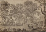 Woodland scene with two stags