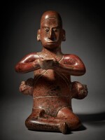 Colima Seated Dignitary with Trophy-Heads, Comala style, Protoclassic, circa 100 BC - AD 300