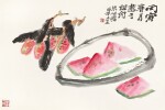 Zhu Qizhan 朱屺瞻  | Lychee and Watermelon 夏菓解暑