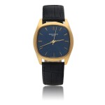 PATEK PHILIPPE | REF 3585 YELLOW GOLD WRISTWATCH WITH TEXTURED BLUE DIAL MADE IN 1980
