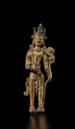 A gilt-copper alloy figure of Padmapani, Tibet, circa 12th century | 西藏 約十二世紀 銅合金鎏金蓮華手觀音立像  ﻿