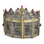 An Important Algerian Parcel-Gilt Silver Torah Crown, signed Makhlouf Oznenu, Mascara, dated 1868