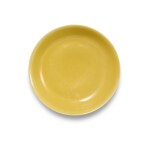 A rare yellow-glazed saucer dish, Mark and period of Zhengde | 明正德 黃釉盤 《大明正德年製》款