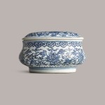 A blue and white censer and cover transitional period, circa 1640's | 明末清初 青花纏枝蓮紋鏤雕香蓋盒