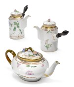 TWO ROYAL COPENHAGEN 'FLORA DANICA' COFFEE POTS AND COVERS AND A TEAPOT AND COVER, MODERN