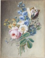 A bouquet of flowers, including a rose and tulip