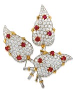SCHLUMBERGER FOR TIFFANY & CO. | RUBY AND DIAMOND CLIP-BROOCH