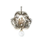 Pendentif perle fine et diamants | Natural pearl and diamond pendant