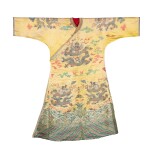 A yellow-ground winter 'dragon' robe, jifu Qing dynasty, 18th century | 清十八世紀 明黃地織龍紋藏袍