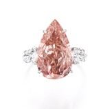 Rare fancy vivid orangy pink diamond ring | 艷彩橙粉紅色鑽石戒指