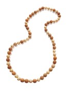 Wood and Cultured Pearl Necklace