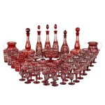 A BOHEMIAN RUBY STAINED AND ENGRAVED COMPOSITE PART TABLE SERVICE, 20TH CENTURY