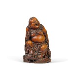 A carved bamboo figure of Liu Hai and his three-legged toad 17th/18th century |  十七/十八世紀 竹雕劉海戯金蟾