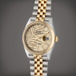 Reference 126203 Datejust | A stainless steel and yellow gold automatic wristwatch with date, bracelet, and palm motif dial, Circa 2021