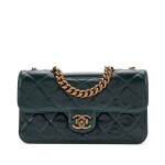 Green Quilted Glazed Calfskin Perfect Edge Flap Bag Gold Hardware, 2013