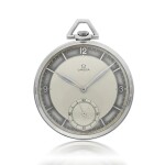 OMEGA | A STAINLESS STEEL OPEN FACE WATCH CIRCA 1940 