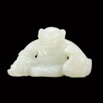 A white jade 'boy and goose' group Qing dynasty, 18th century | 清十八世紀 白玉戲鵝童子