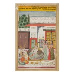 AN ILLUSTRATION TO A RAGMALA SERIES: MALKOS RAGA,  INDIA, AMBER, CIRCA 1700-10