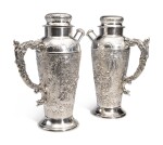 A PAIR OF GERMAN SILVER COCKTAIL SHAKERS, MAKER'S MARK WH/H IN CIRCLE, CIRCA 1900
