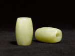 A pair of greenish-yellow jade elongated beads, Neolithic period, Hongshan culture | 新石器時代紅山文化 青黃玉管一對