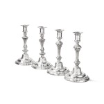 Two pairs of French silver candlesticks, one, Claude Antoine Charvet, Paris, 1767-1768, the other, Etienne Moreau, Paris, 1776-1777