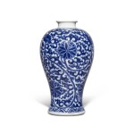 A blue and white 'lotus' meiping, Qing dynasty, Kangxi period | 清康熙 青花纏枝蓮紋梅瓶
