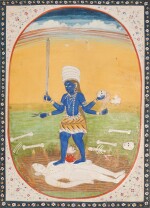Chamunda Standing on a Prostrate Shiva, India, Pahari, possibly Mandi, circa 1840