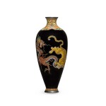 A cloisonné enamel vase with dragon and tiger | Signed on a silver tablet Kyoto Namikawa (workshop of Namikawa Yasuyuki, 1845-1927), but attributed to Shibata | Meiji period, late 19th century