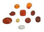 A SMALL GROUP OF CARNELIAN AND HARDSTONE INTAGLIOS AND MATRICES, VARIOUS DATES AND COUNTRIES OF ORIGINS