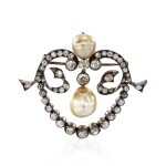 Natural Pearl and Diamond Brooch/ Pendant, Late 19th Century | 天然珍珠 配 鑽石 胸針/掛墜, 十九世紀末