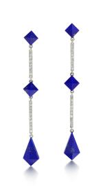  PAIR OF LAPIS LAZULI AND DIAMOND EARRINGS, LACLOCHE FRÈRES, 1920S