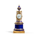 A Louis XVI gilt-bronze mounted hard-paste Sèvres porcelain clock, 1787 | Pendule colonne en porcelaine dure de Sèvres et montures de bronze doré d’époque Louis XVI, 1787