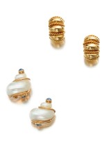 Pair of Gold Earclips and Pair of Shell and Sapphire 'Turbo Shell' Earclips