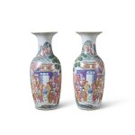 A pair of large famille-rose 'figural' vases, Qing dynasty, 19th century | 清十九世紀 粉彩人物故事圖大瓶一對