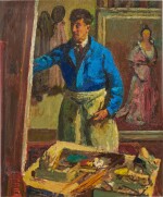 Der Maler Johann Peter Flück an der Staffelei, 1946