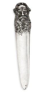  A silver paper knife representing Leo Tolstoy, Khlebnikov, Moscow, 1908-1917