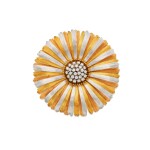 Three-Color Gold and Diamond Brooch