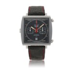 HEUER | MONACO, REF 1133G  STAINLESS STEEL CHRONOGRAPH WRISTWATCH WITH DATE  CIRCA 1972