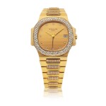 NAUTILUS, REF 3800/5 YELLOW GOLD AND DIAMOND-SET WRISTWATCH WITH DATE AND BRACELET MADE IN 1991