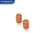 Seaman Schepps | Pair of Gold and Coral Earclips