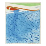 DAVID HOCKNEY | POOL MADE WITH PAPER AND BLUE INK FOR BOOK (M.C.A.T. 234)