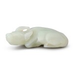 A pale celadon jade carving of a water buffalo, Qing dynasty, 19th century